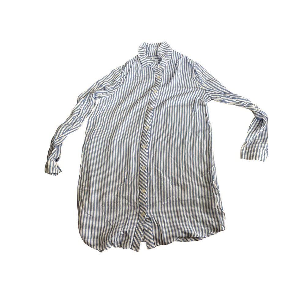 PJ Salvage Womens Small Blue White Striped Button Down‎ Long Sleeve Sleep Shirt